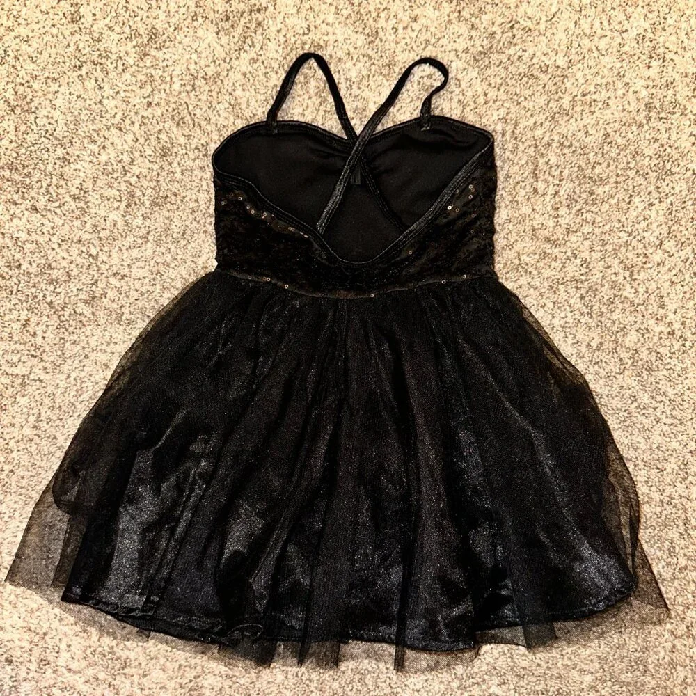 Balera Performance Sequin Skirted Leotard ballet Dance Costume SC Black 6 6X